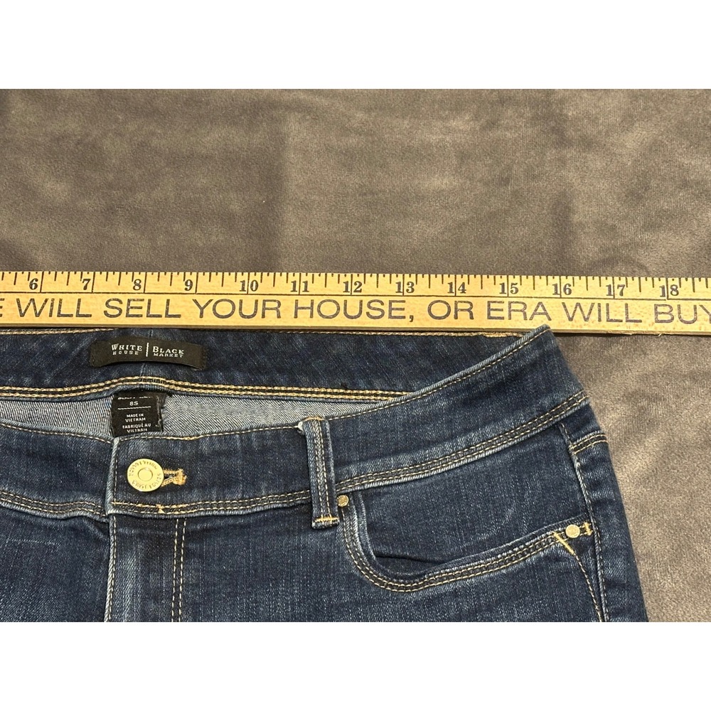 White House Black Market Boot Leg Jeans Dark Wash Blue Denim 8S Short Rise - Picture 5 of 8